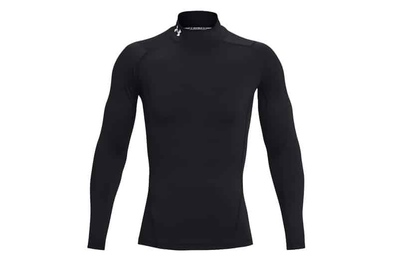 Camiseta de compresión de manga larga Under Armour HeatGear Armour Comp Mock de hombre, negra y con cuello alto
