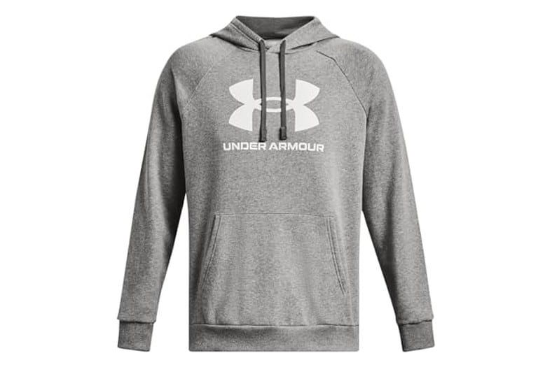 Sudadera con capucha Under Armour Rival Fleece de hombre en azul con logo menta