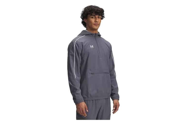 Chaqueta de calentamiento Under Armour Challenger de hombre con media cremallera, azul marino con detalles blancos