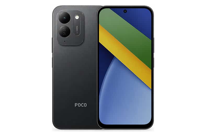 Smartphone Xiaomi POCO C95 Pro en color negro con pantalla grande y doble cámara trasera