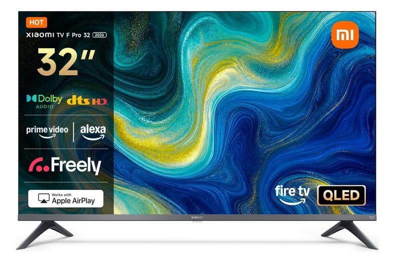 Televisor Xiaomi TV Pro QLED de 32 pulgadas en negro con soporte de patas
