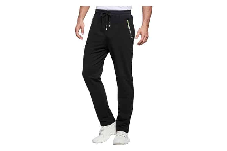 Pantalón de chándal ZOXOZ negro de algodón con cintura elástica, cordón y bolsillos con cremallera, para hombre
